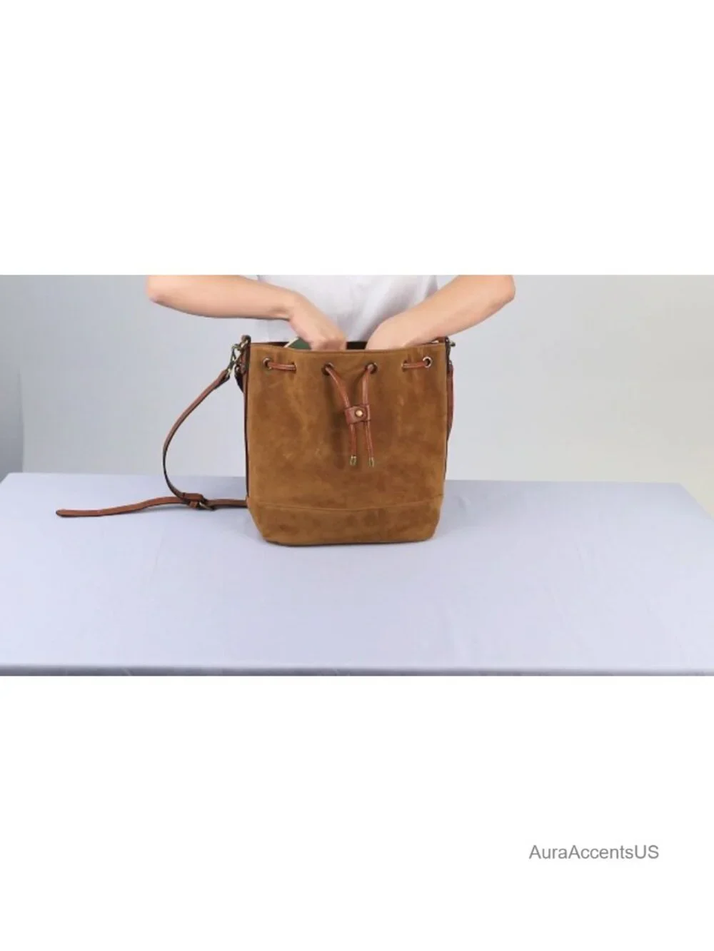 Medium Suede Bucket Bag Crossbody Shoulder Purse Women